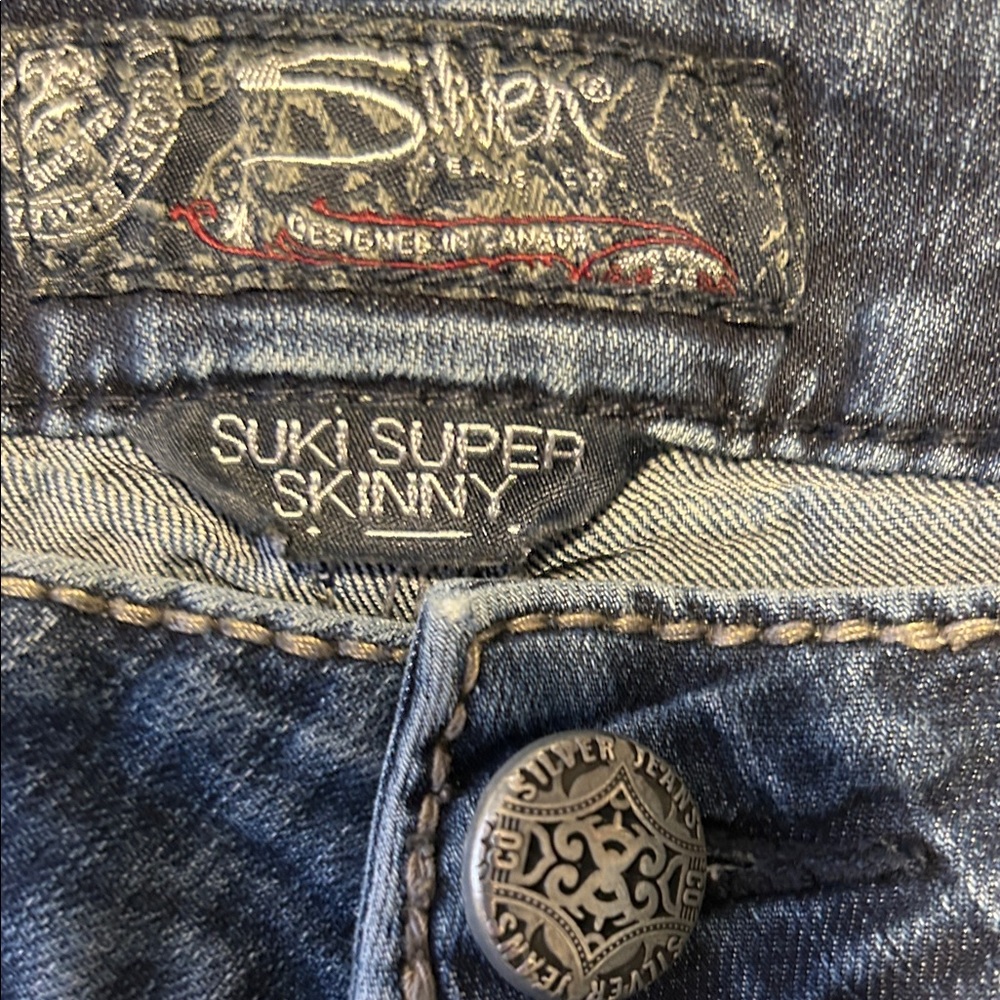 SILVER SUKI SUPER SKINNY LOW RISE JEANS 32 - Picture 7 of 10